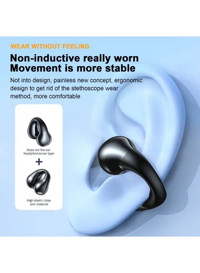 Clip-On Open Ear Wireless Earbuds - Bluetooth 5.3 TWS Headphones with Digital Display Case - Painless Wear Bone Conduction Concept - 24H Playtime & Low Latency for Gaming - IPX5 Waterproof Sports Earphones - Image 4